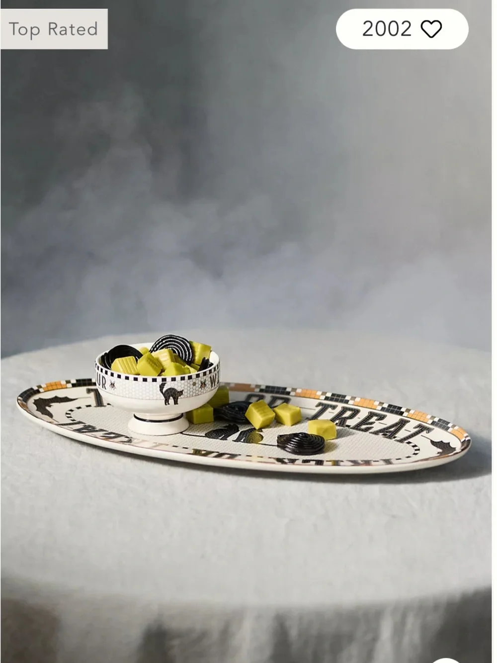 Anthropologie Bistro‎ Tile Halloween ceramic Serving Platter with 24kGold